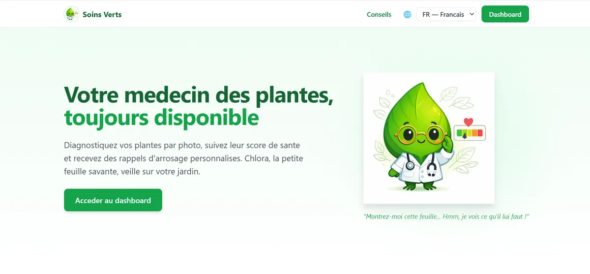 Aperçu du site Soins Verts